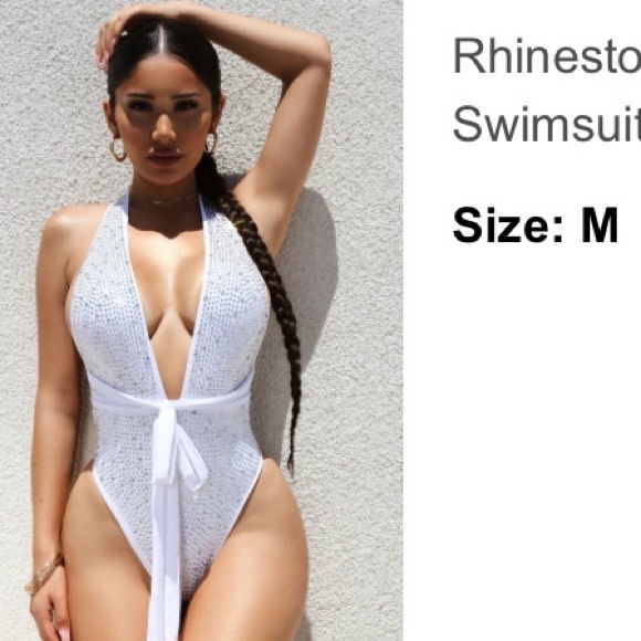 White Rhinestone Embellished Bikini - Picture 2 of 3